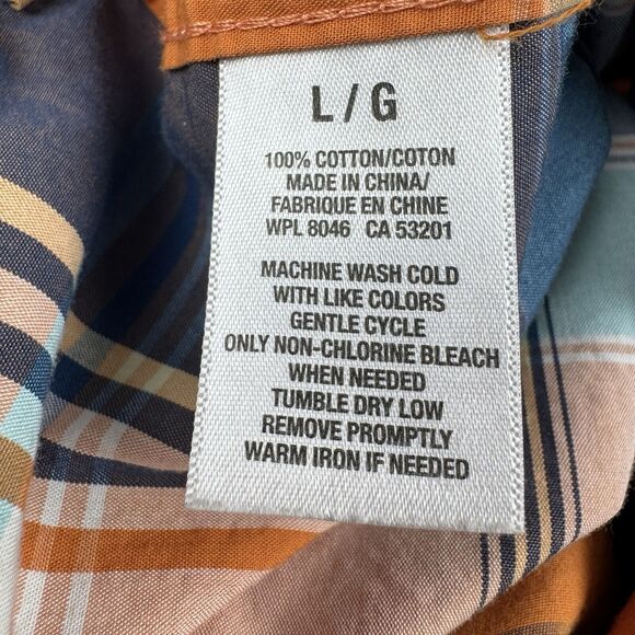 Aeropostale Mens Large Plaid Shirt Western Pearl Snap Button Long Sleeve Orange - Picture 11 of 16